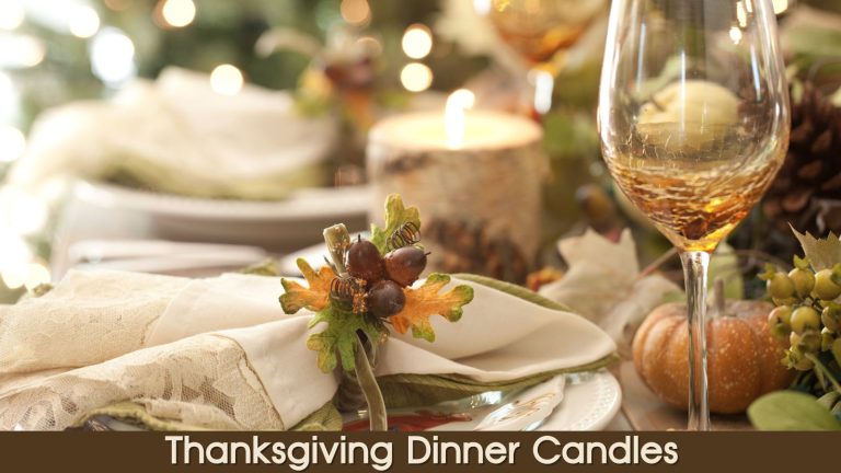 Thanksgiving dinner talbe with candles for decorating.