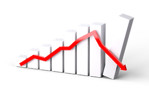 Chart showing precipitous decline in sales.