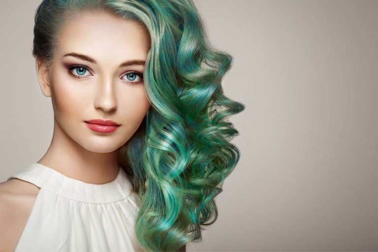 young woman with green hair