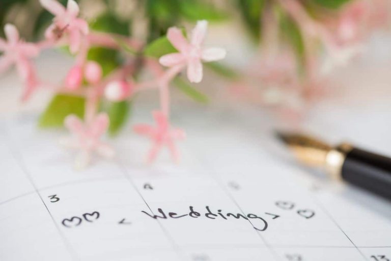 calendar with a day marked for wedding