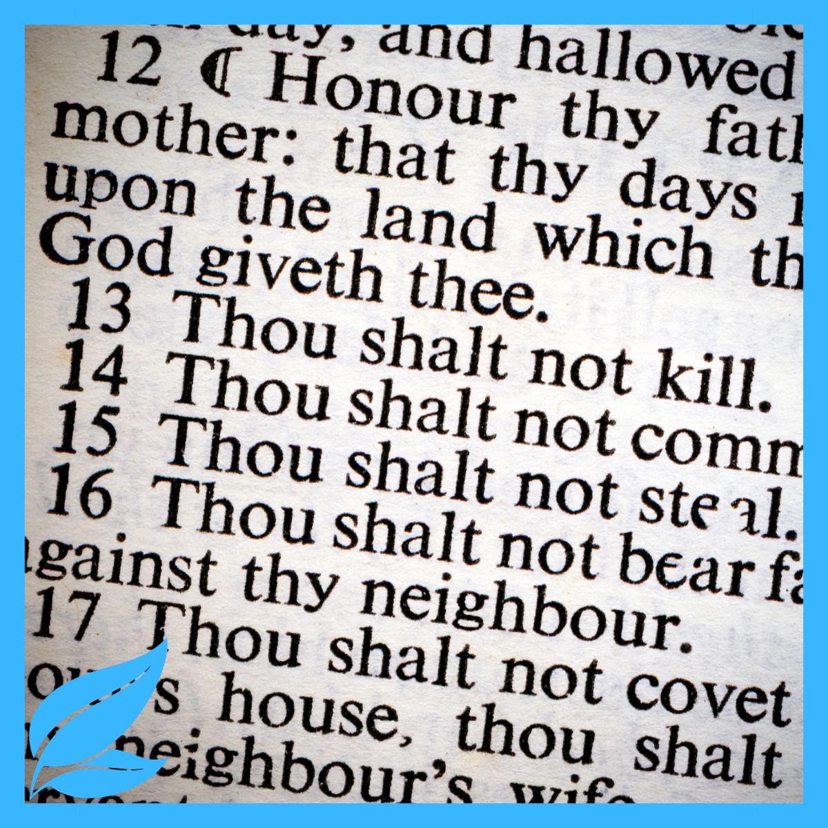 bible text depicting the 10 commandments.