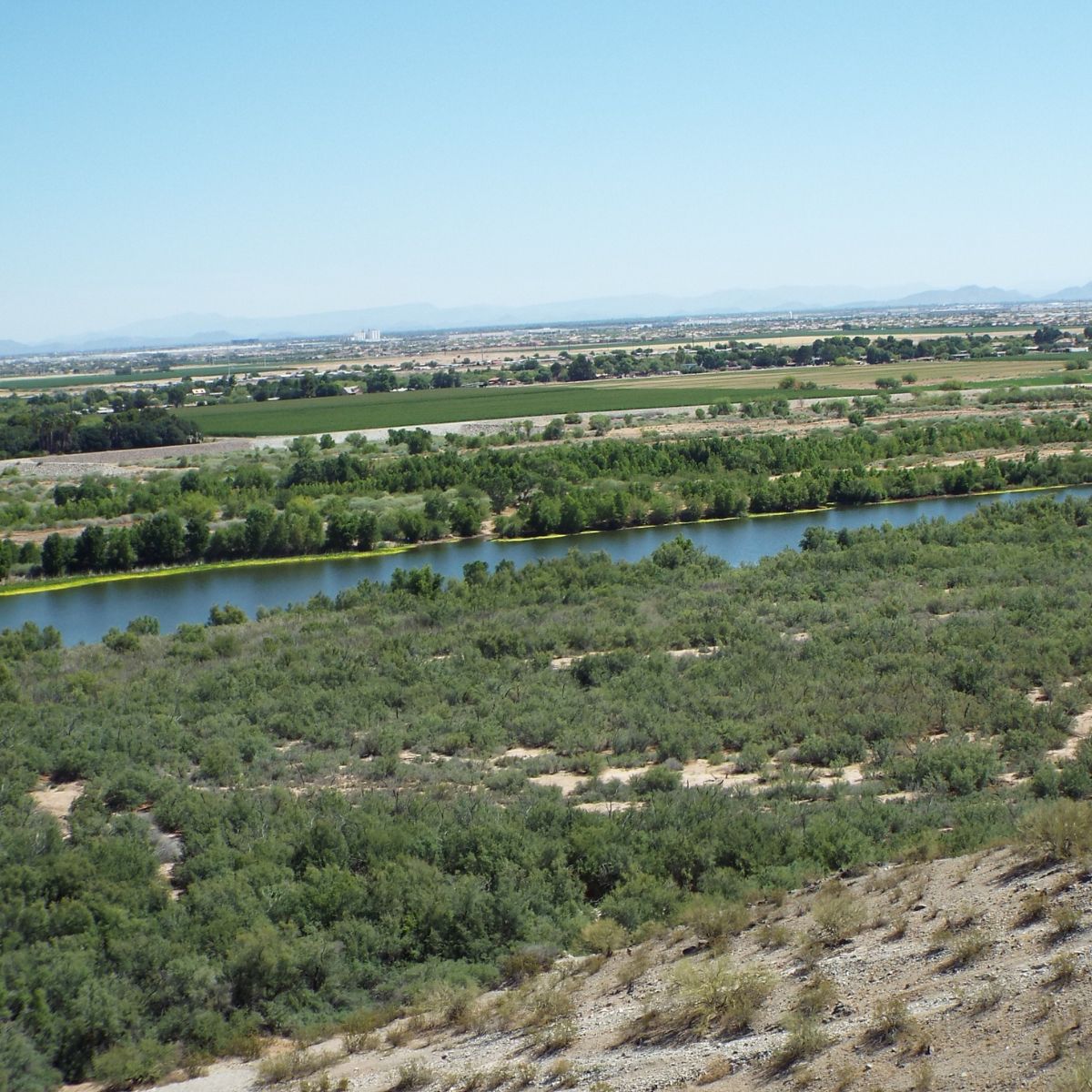 The Gila River as viewed from the summit of historic Monument Hill in Avondale, Az.